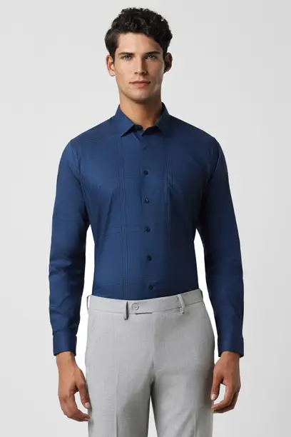 Van Heusen - Tailored Fit Textured Cotton Blend Shirt